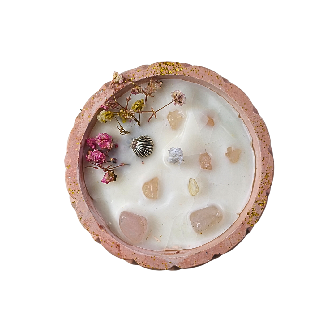 Vela Tagine com Óleo Essencial de Lavanda e Quartzo Rosa
