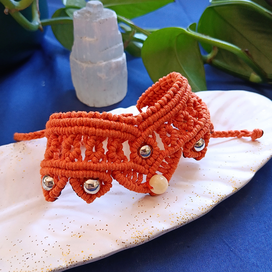 Bracelete Laranja com Calcite Amarela