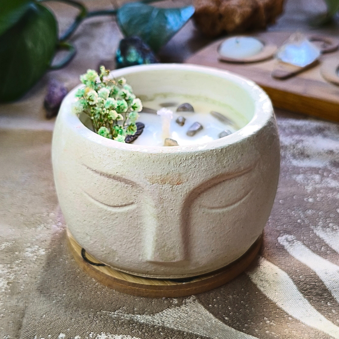 Vela Ânima com Óleo Essencial de Alecrim e Labradorite