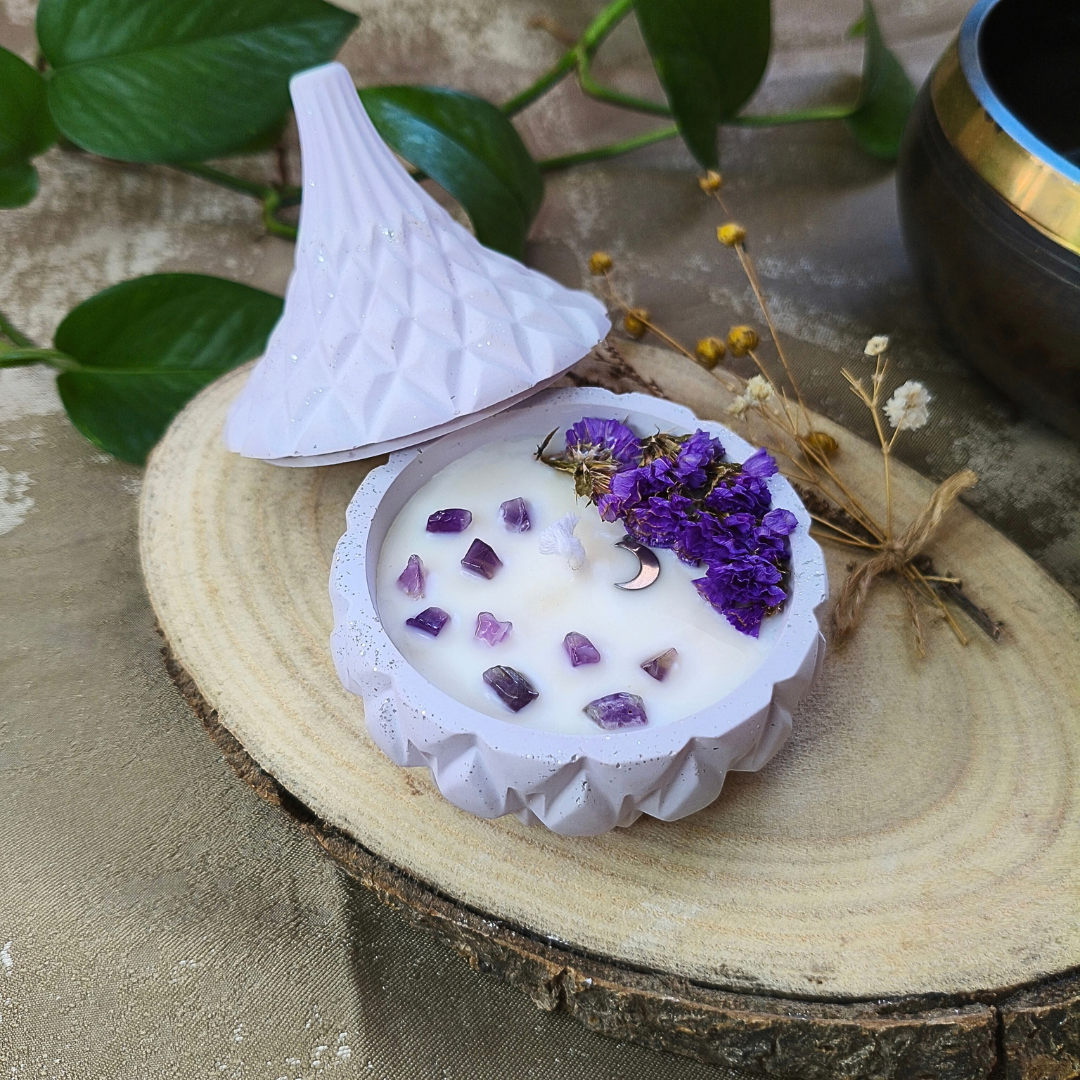 Vela Tagine com Óleo Essencial de Lavanda e Ametista