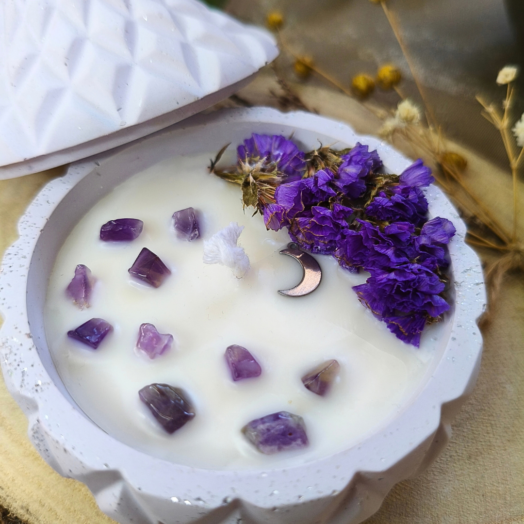 Vela Tagine com Óleo Essencial de Lavanda e Ametista