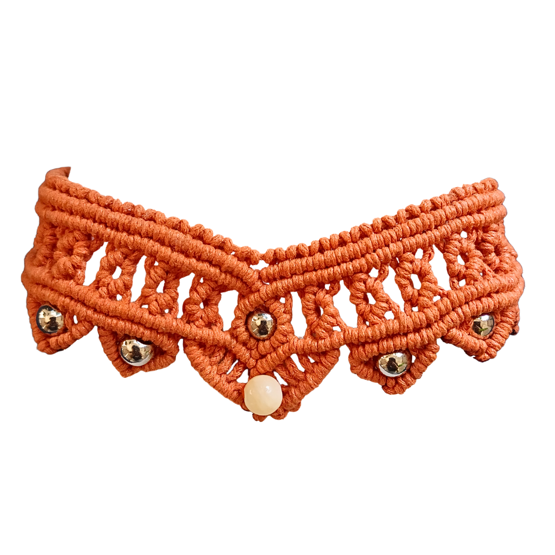 Bracelete Laranja com Calcite Amarela