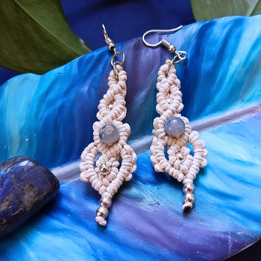 Brincos Bege com Labradorite