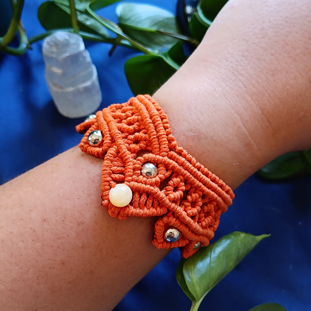 Bracelete Laranja com Calcite Amarela