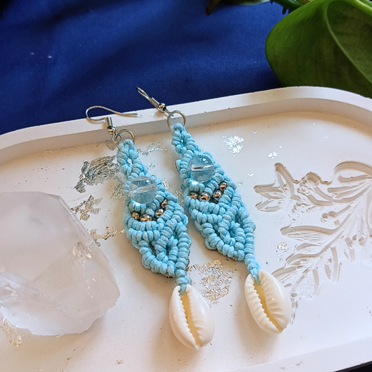 Brincos Azuis com Quartzo Transparente