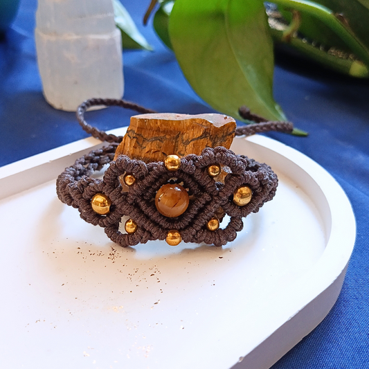 Pulseira Castanha com Olho de Tigre