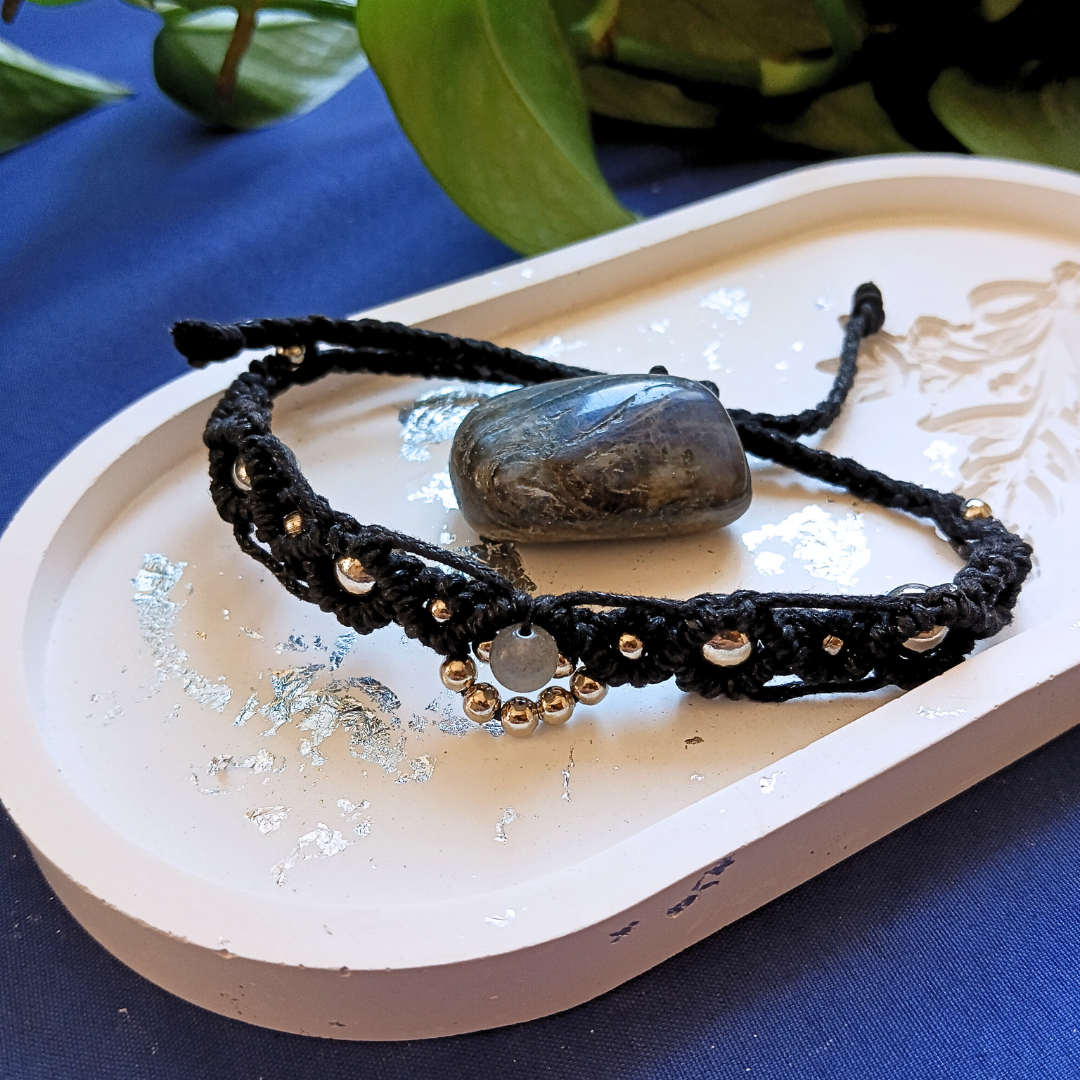 Pulseira Preta com Labradorite