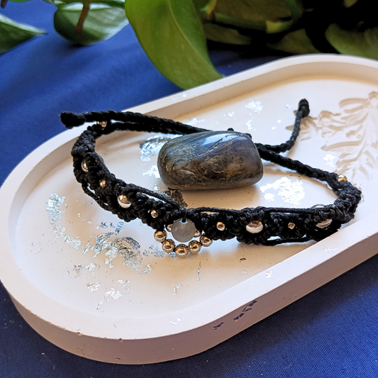 Pulseira Preta com Labradorite