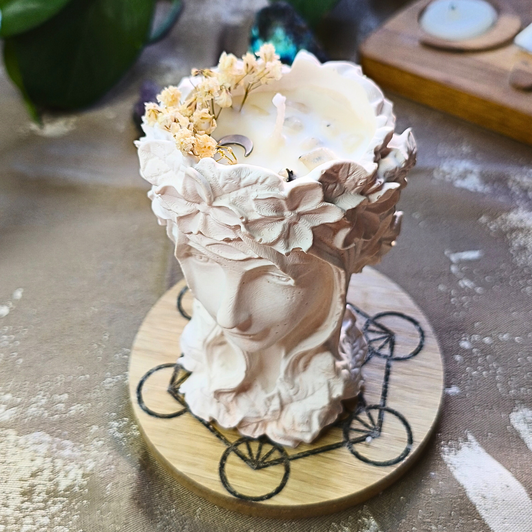 Vela Gaia com Óleo Essencial de Alecrim e Pedra da Lua