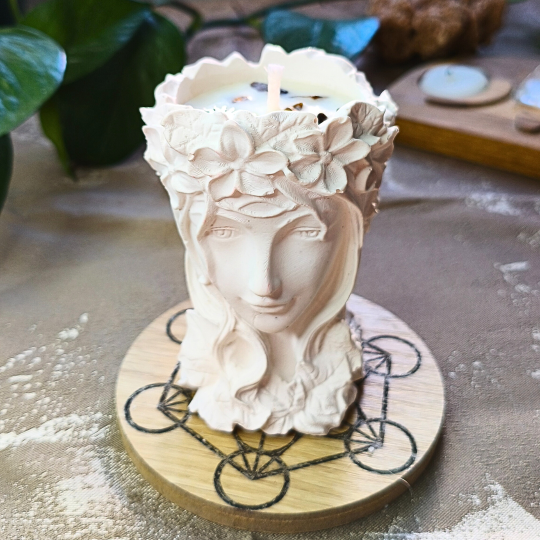 Vela Gaia com Óleo Essencial de Hortelã Pimenta e Olho de Tigre