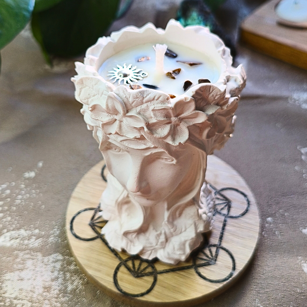 Vela Gaia com Óleo Essencial de Hortelã Pimenta e Olho de Tigre