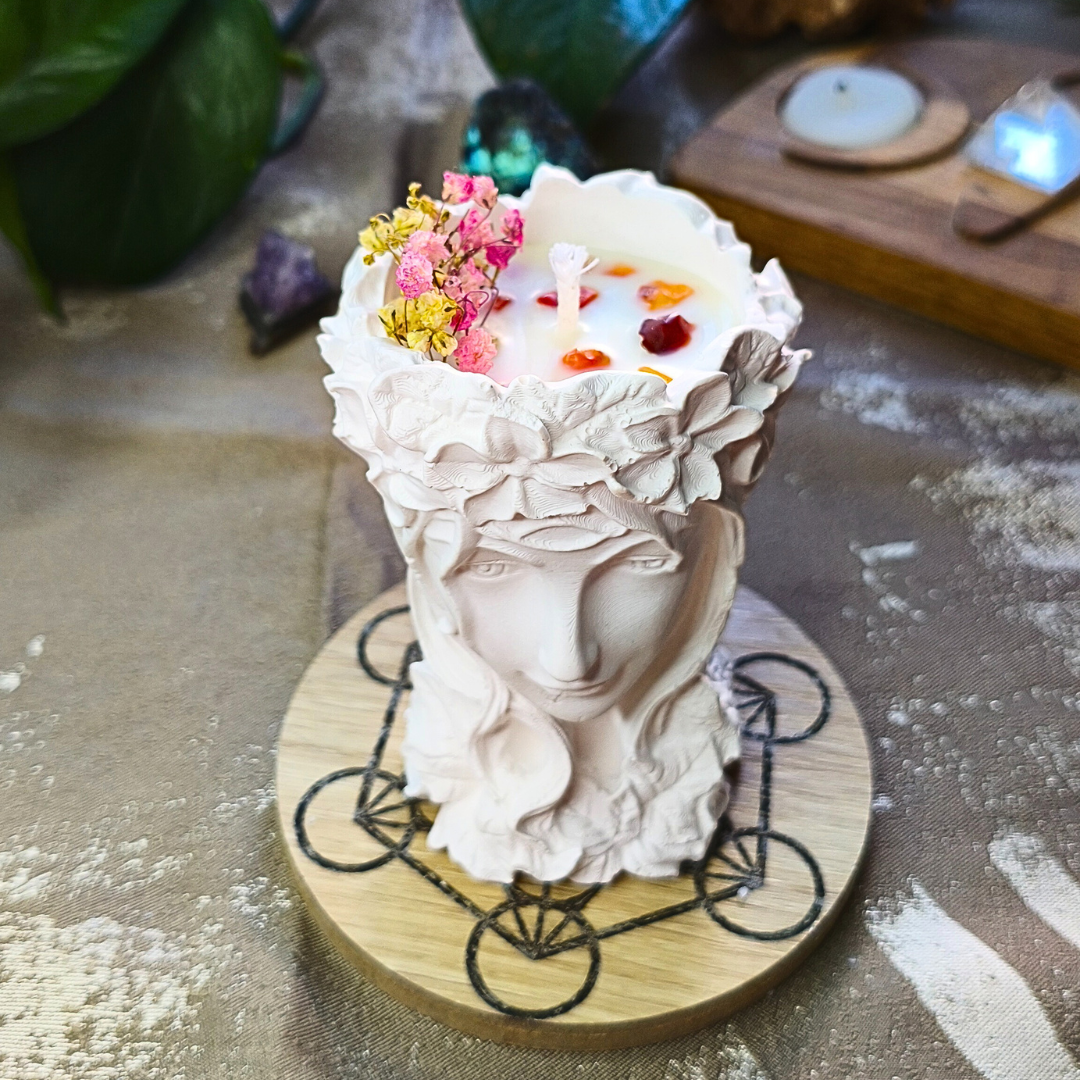 Vela Gaia com Óleo Essencial de Laranja e Cornalina