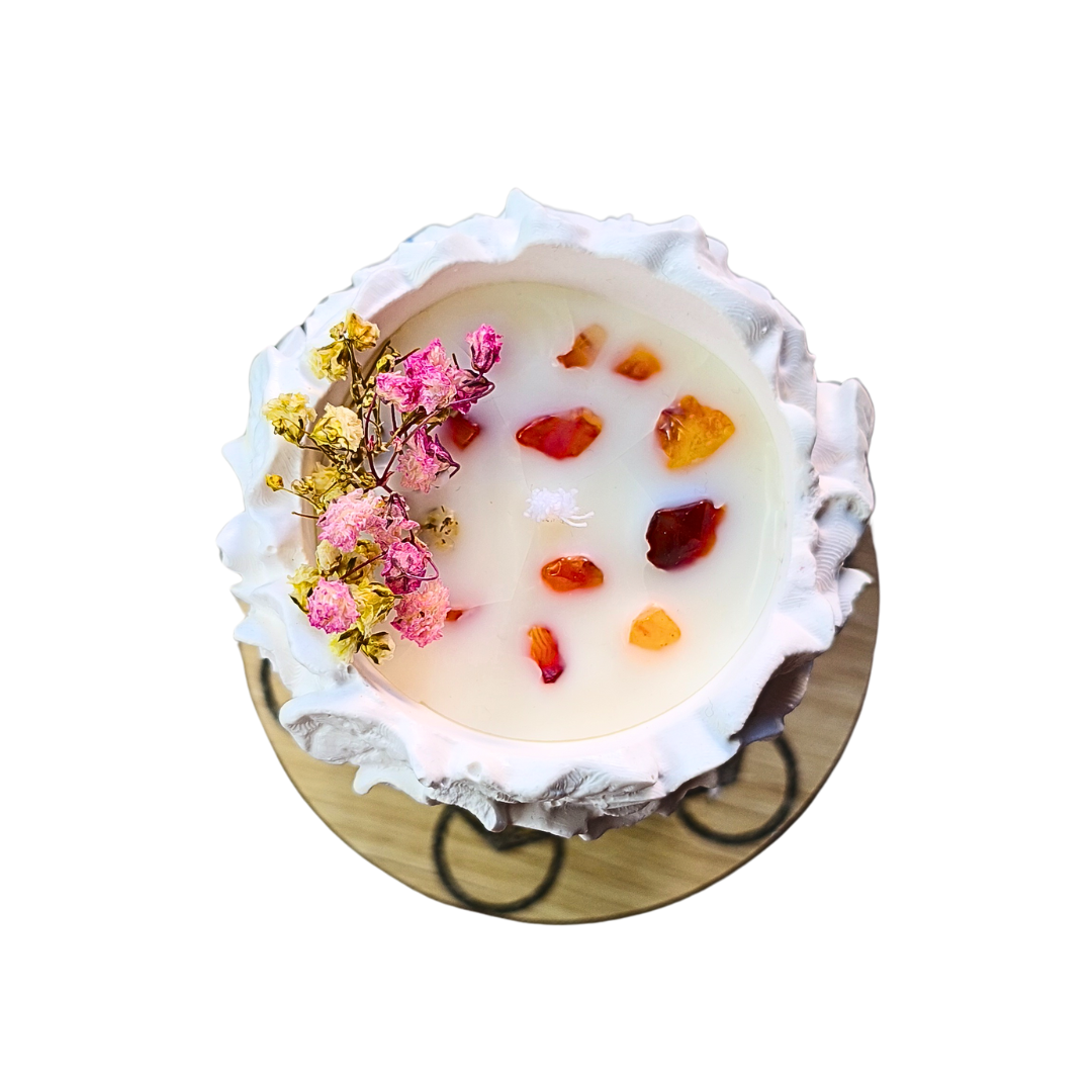 Vela Gaia com Óleo Essencial de Laranja e Cornalina