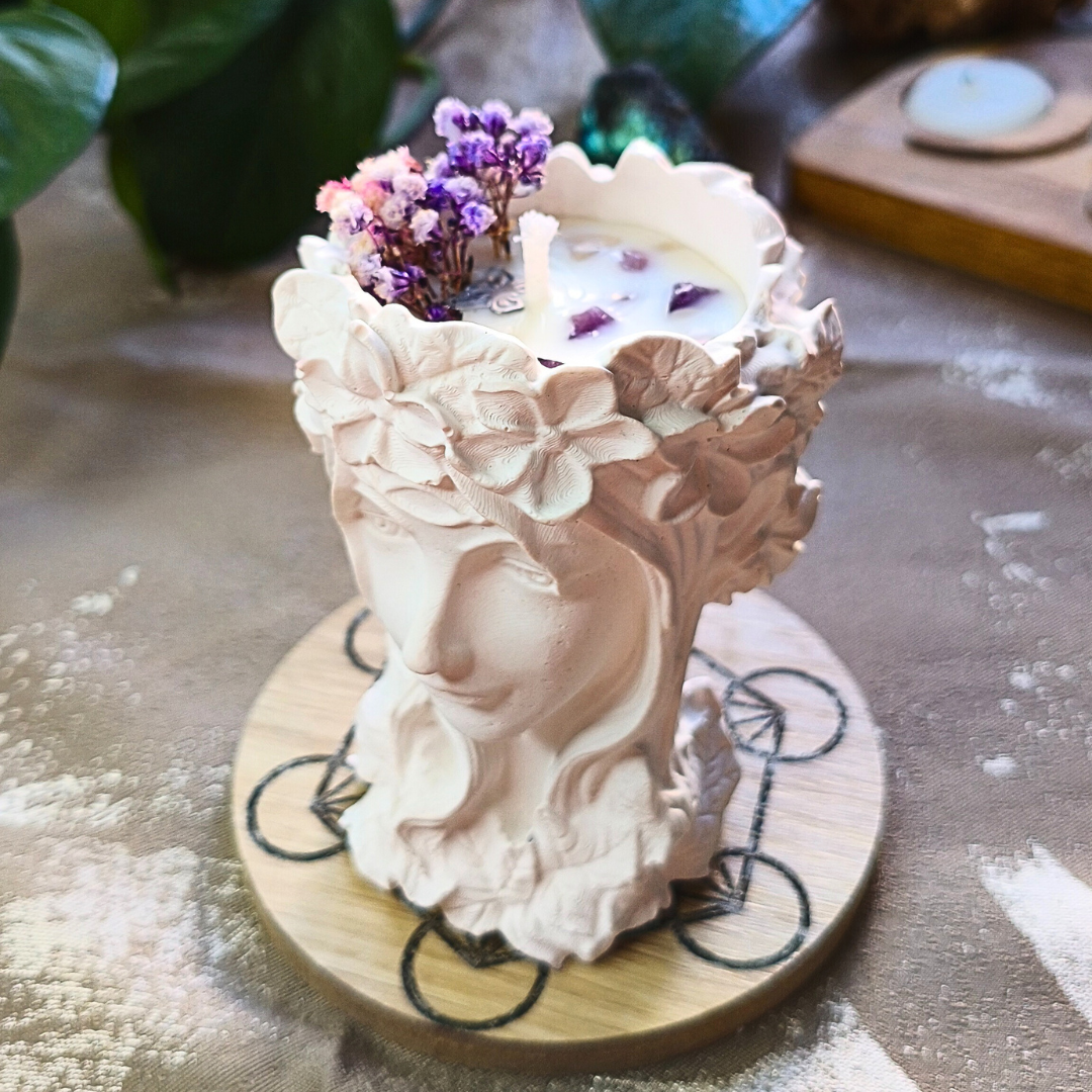 Vela Gaia com Óleo Essencial de Lavanda e Ametista