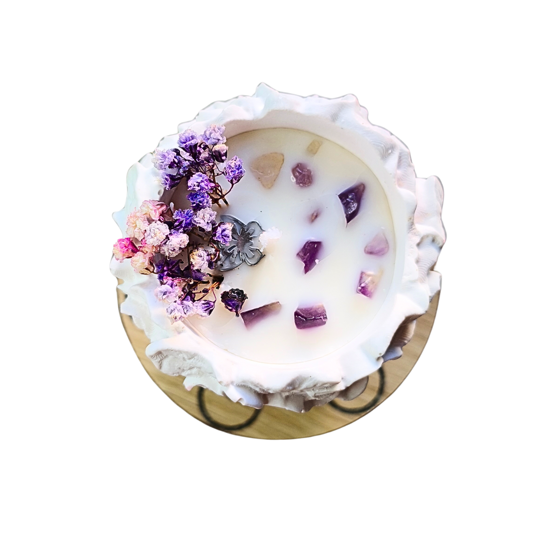 Vela Gaia com Óleo Essencial de Lavanda e Ametista