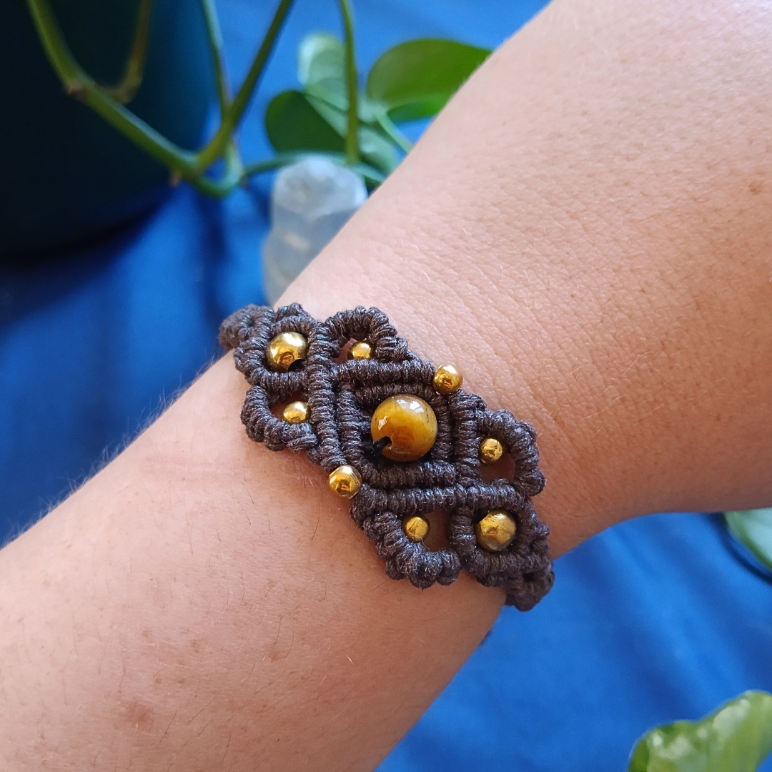 Pulseira Castanha com Olho de Tigre