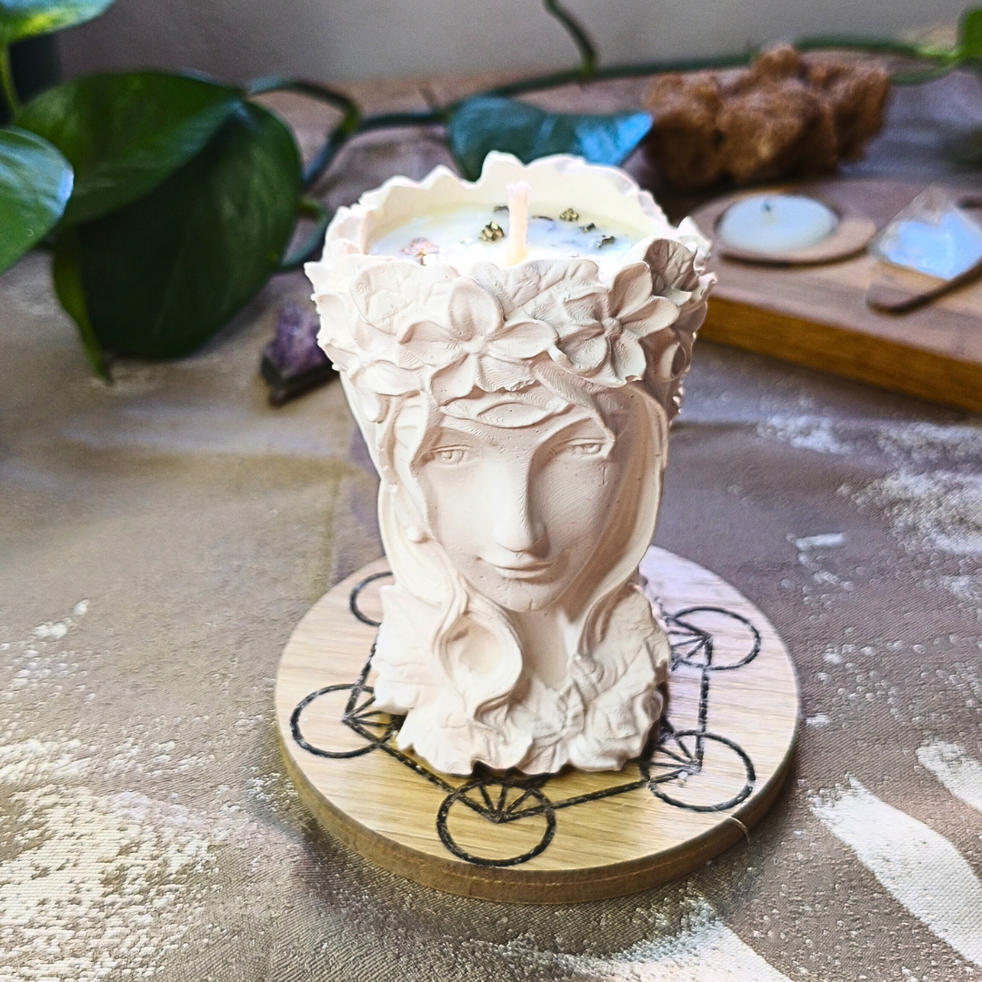 Vela Gaia com Óleo Essencial de Limão e Pirite