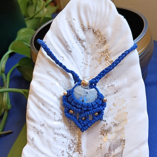 Colar Azul com Pedra da Lua