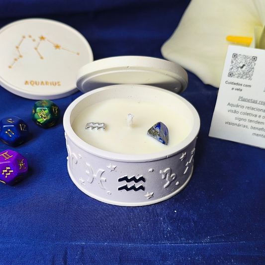 Vela Signo Aquário - com Óleo Essencial