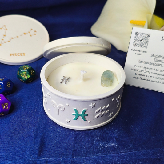 Vela Signo Peixes - com Óleo Essencial