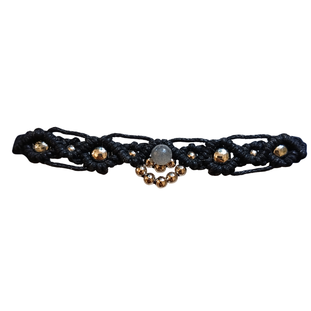 Pulseira Preta com Labradorite