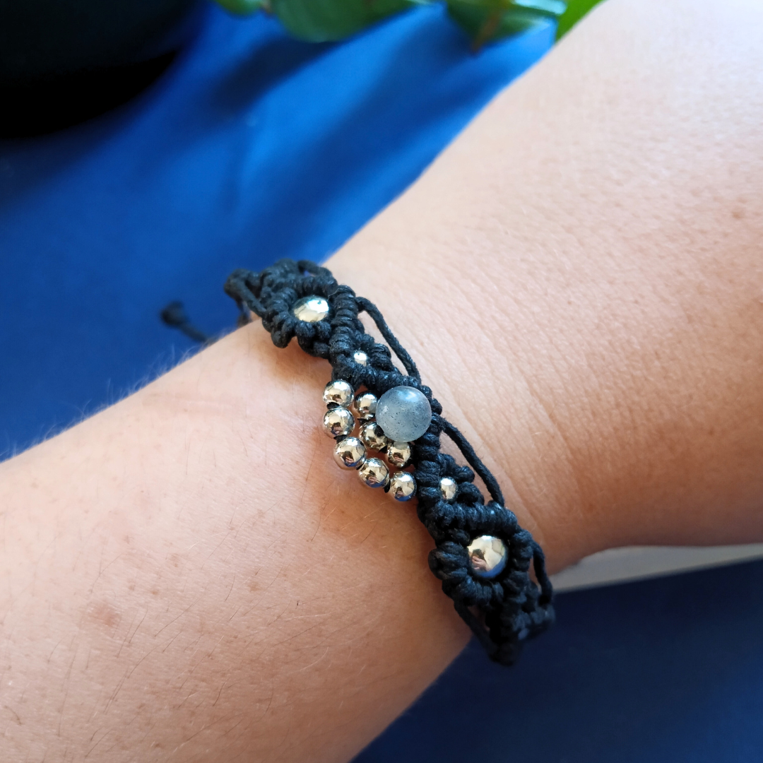 Pulseira Preta com Labradorite