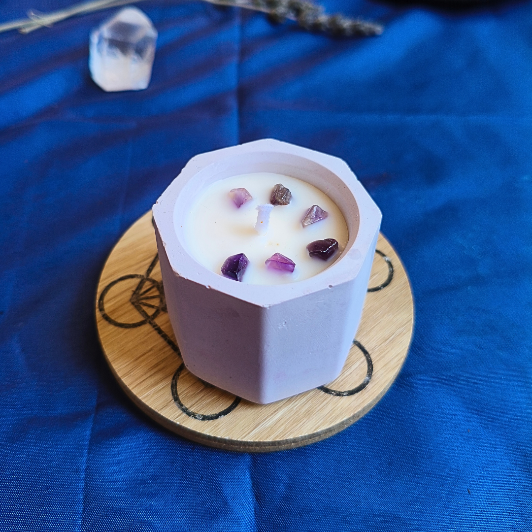 Vela Copo com Óleo Essencial de Lavanda e Ametista