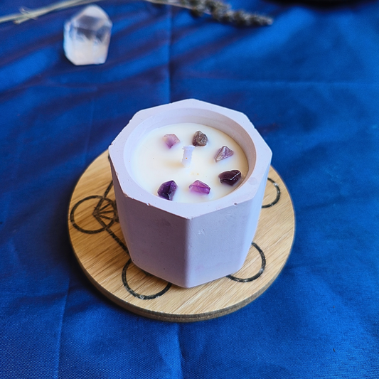 Vela Copo com Óleo Essencial de Lavanda e Ametista
