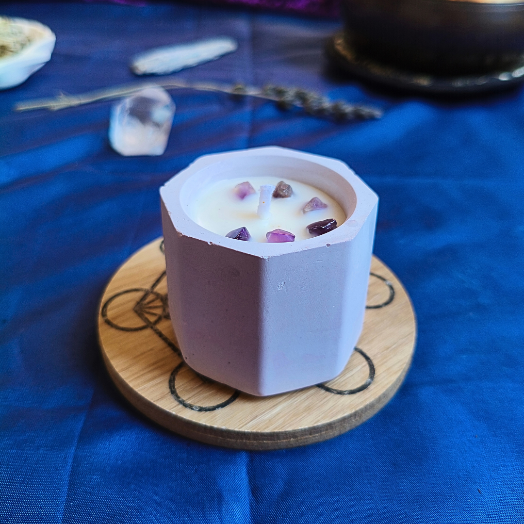 Vela Copo com Óleo Essencial de Lavanda e Ametista