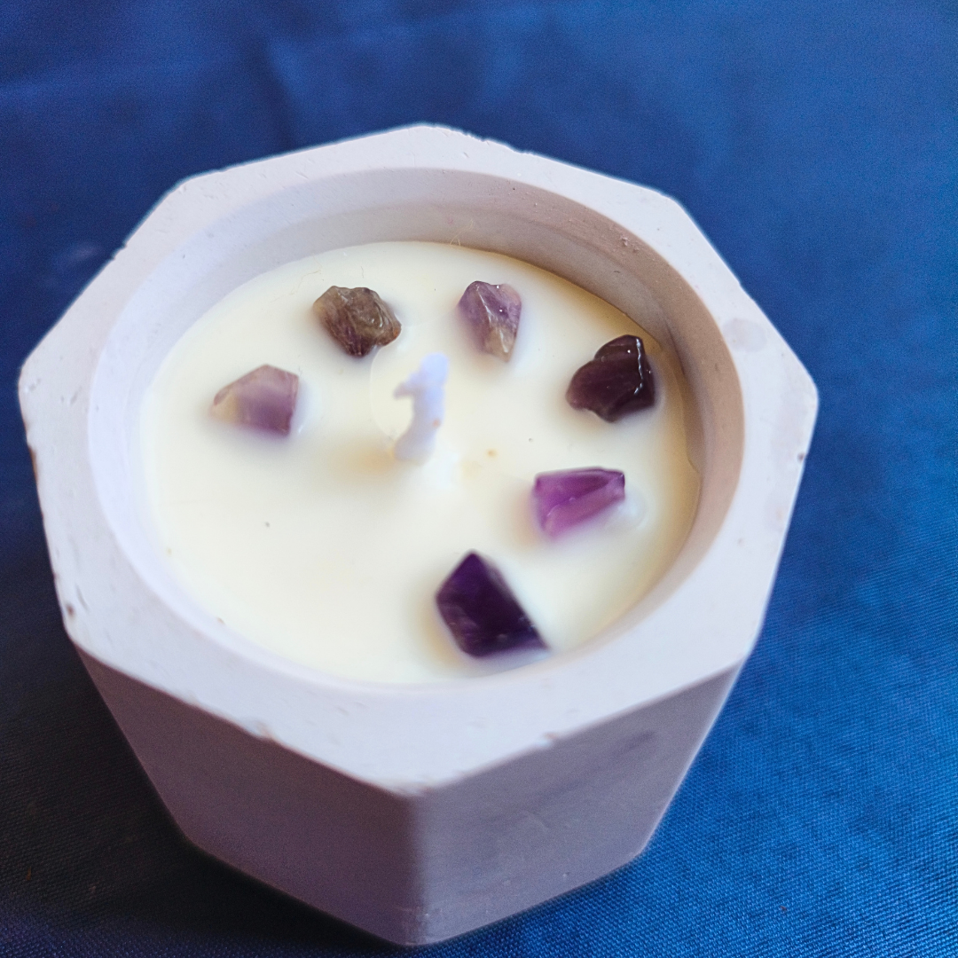 Vela Copo com Óleo Essencial de Lavanda e Ametista