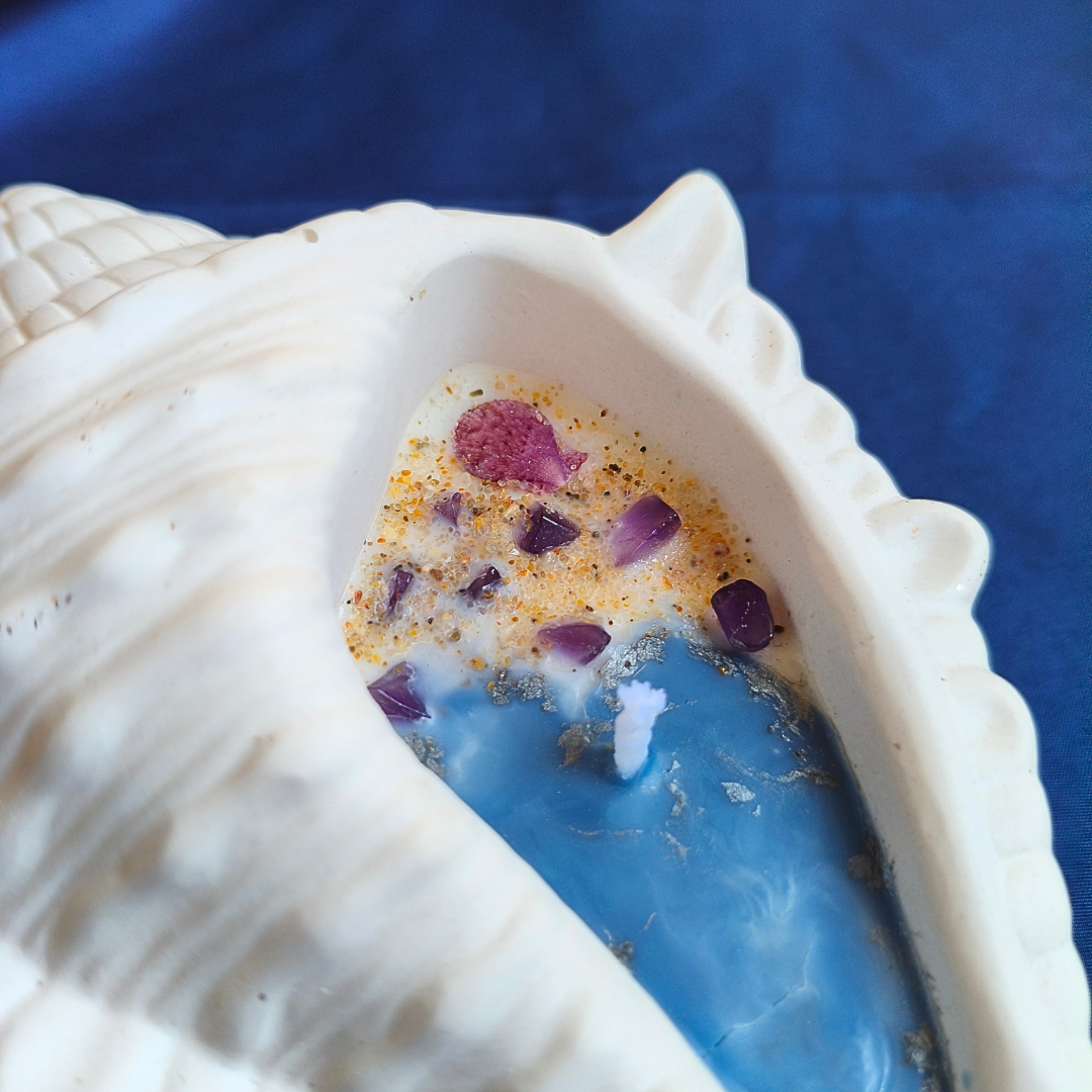Vela Búzio com Óleo Essencial de Lavanda e Ametista