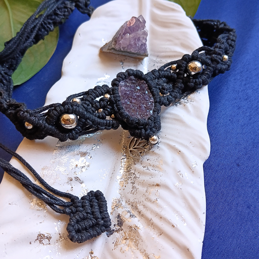 Choker Preto com Ametista