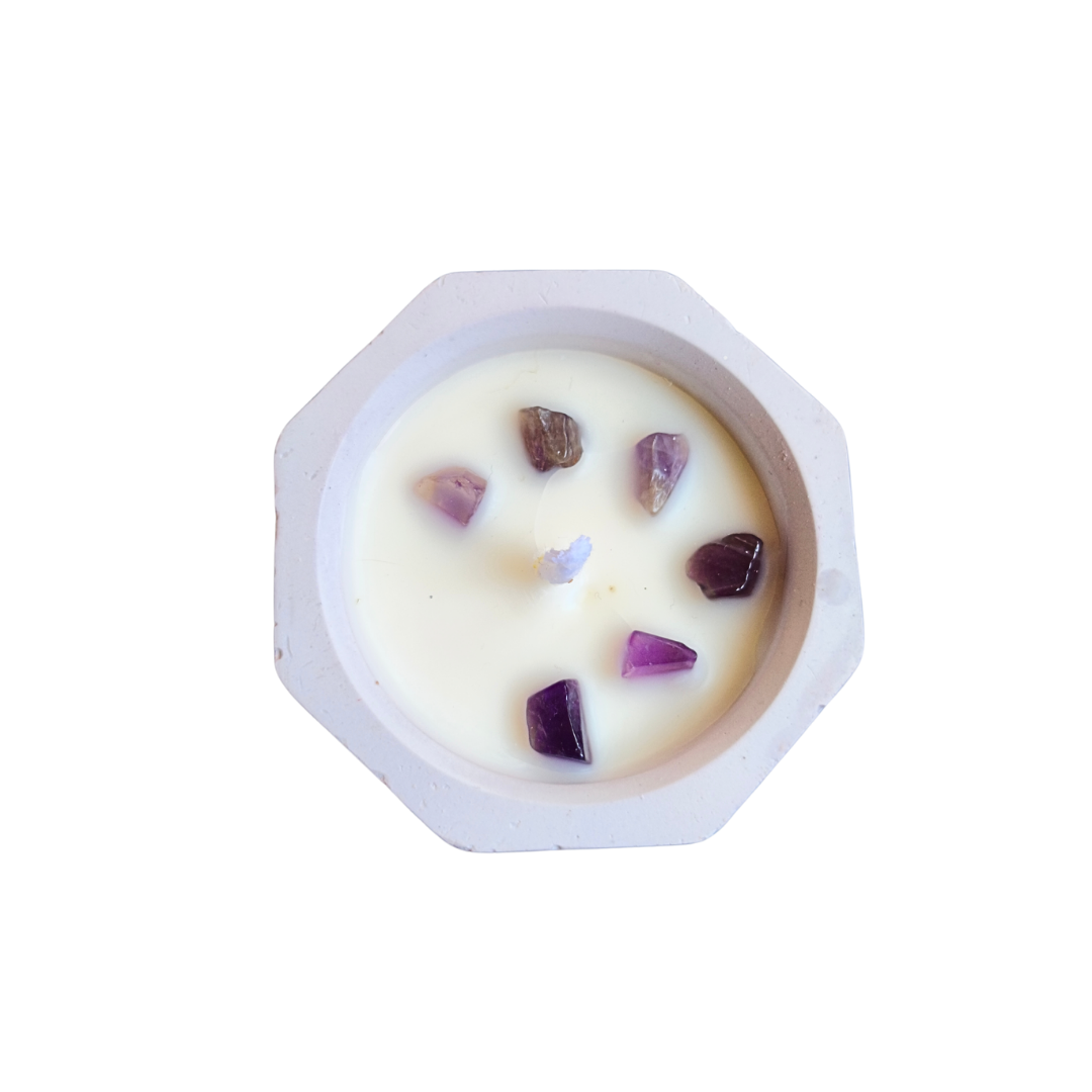 Vela Copo com Óleo Essencial de Lavanda e Ametista