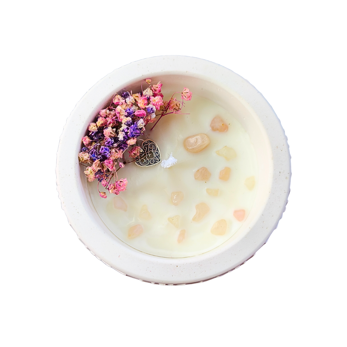 Vela Pote Grande com Óleo Essencial de Lavanda e Quartzo Rosa