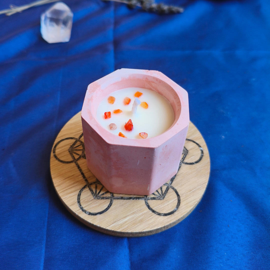 Vela Copo com Óleo Essencial de Laranja e Cornalina