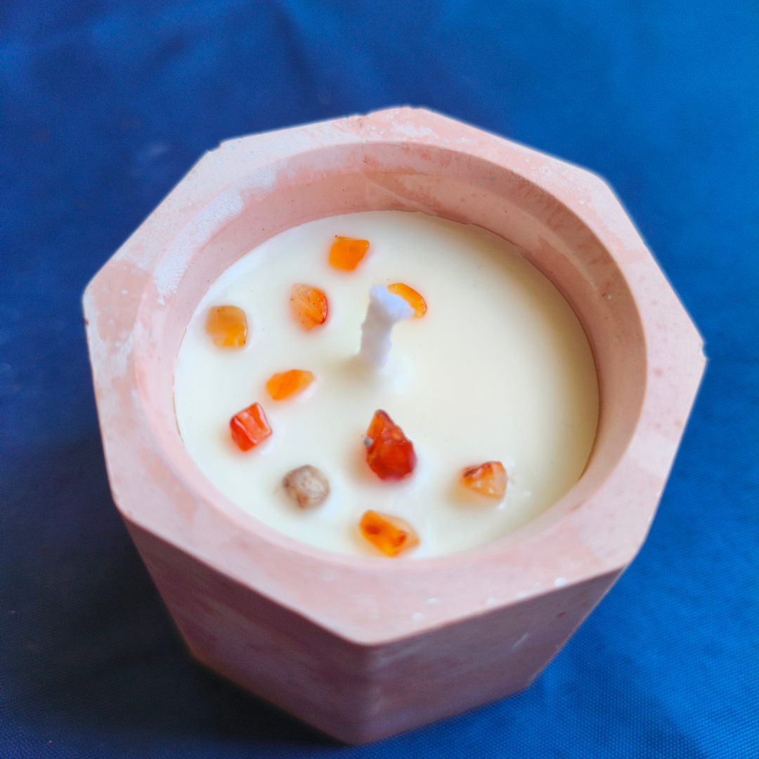Vela Copo com Óleo Essencial de Laranja e Cornalina