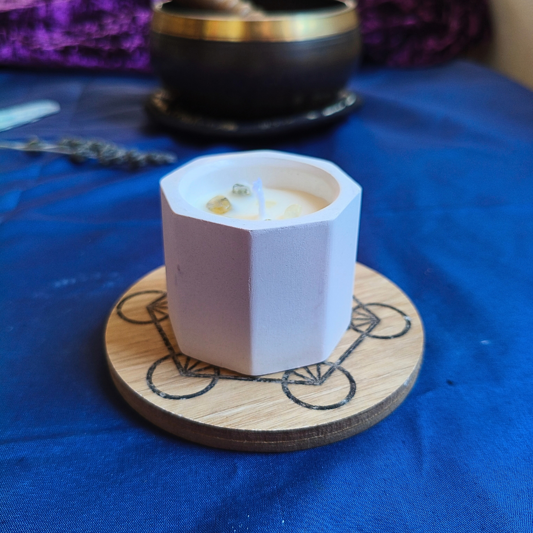 Vela Copo com Óleo Essencial de Sândalo e Prehnite