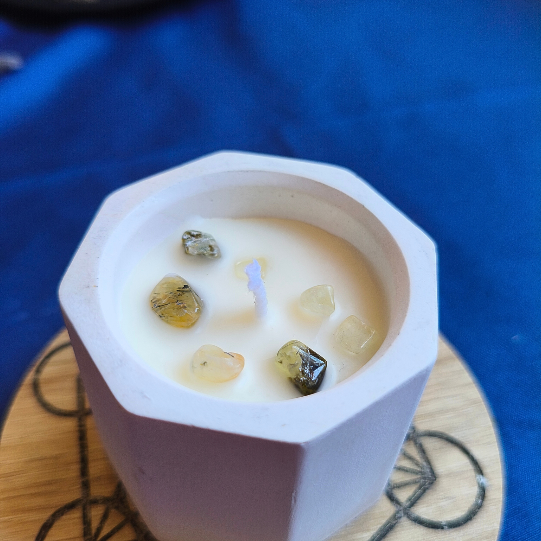 Vela Copo com Óleo Essencial de Sândalo e Prehnite
