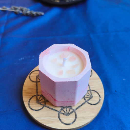 Vela Copo com Óleo Essencial de Lavanda e Quartzo Rosa