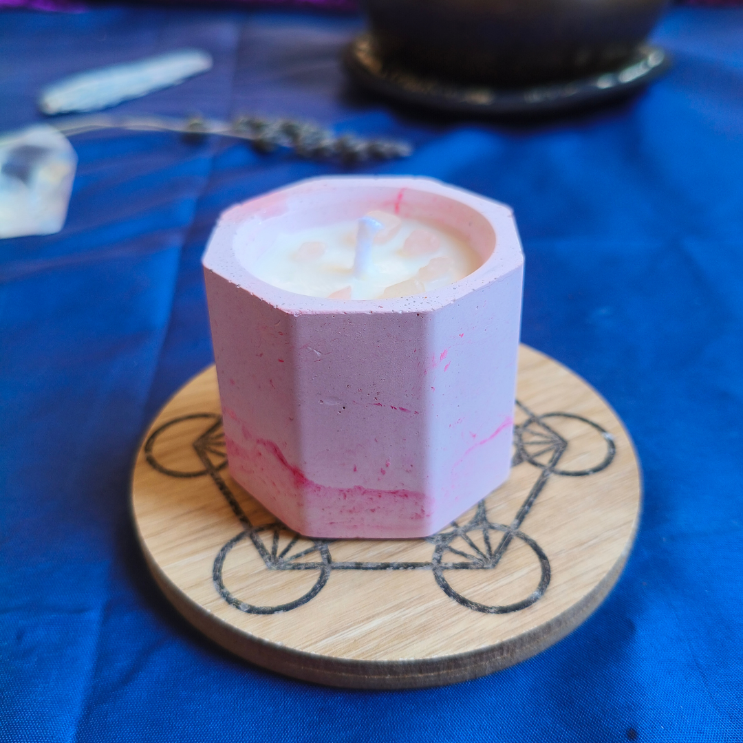 Vela Copo com Óleo Essencial de Lavanda e Quartzo Rosa