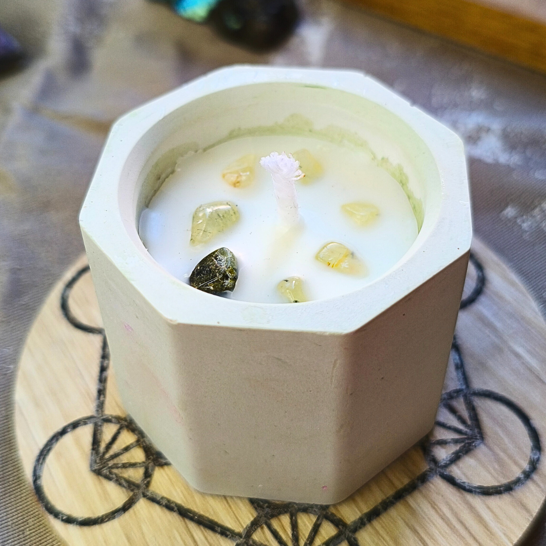 Vela Copo com Óleo Essencial de Alecrim e Prehnite