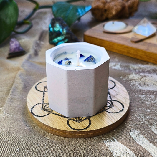 Vela Copo com Óleo Essencial de Hortelã Pimenta e Lápis Lazúli