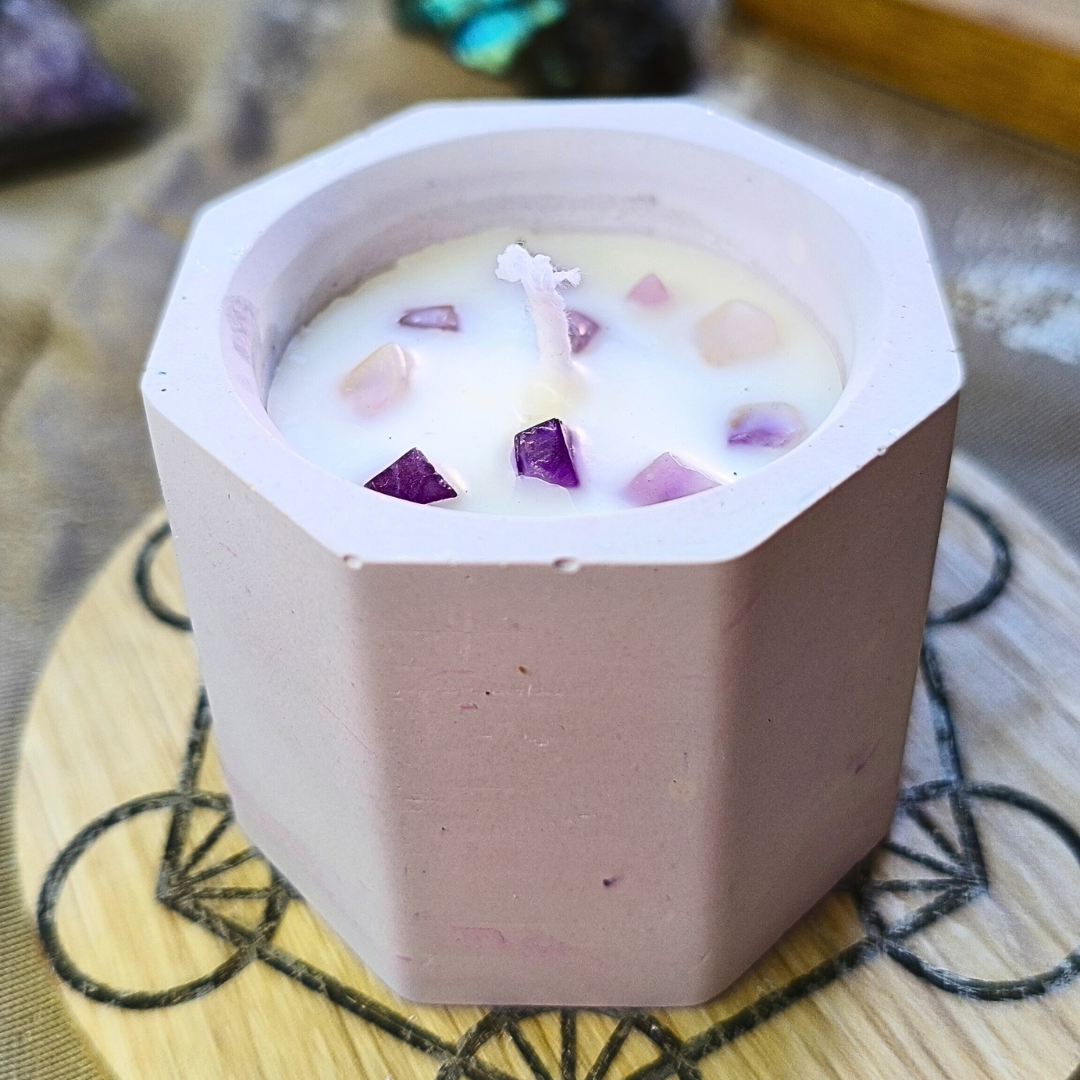 Vela Copo com Óleo Essencial de Lavanda e Ametista