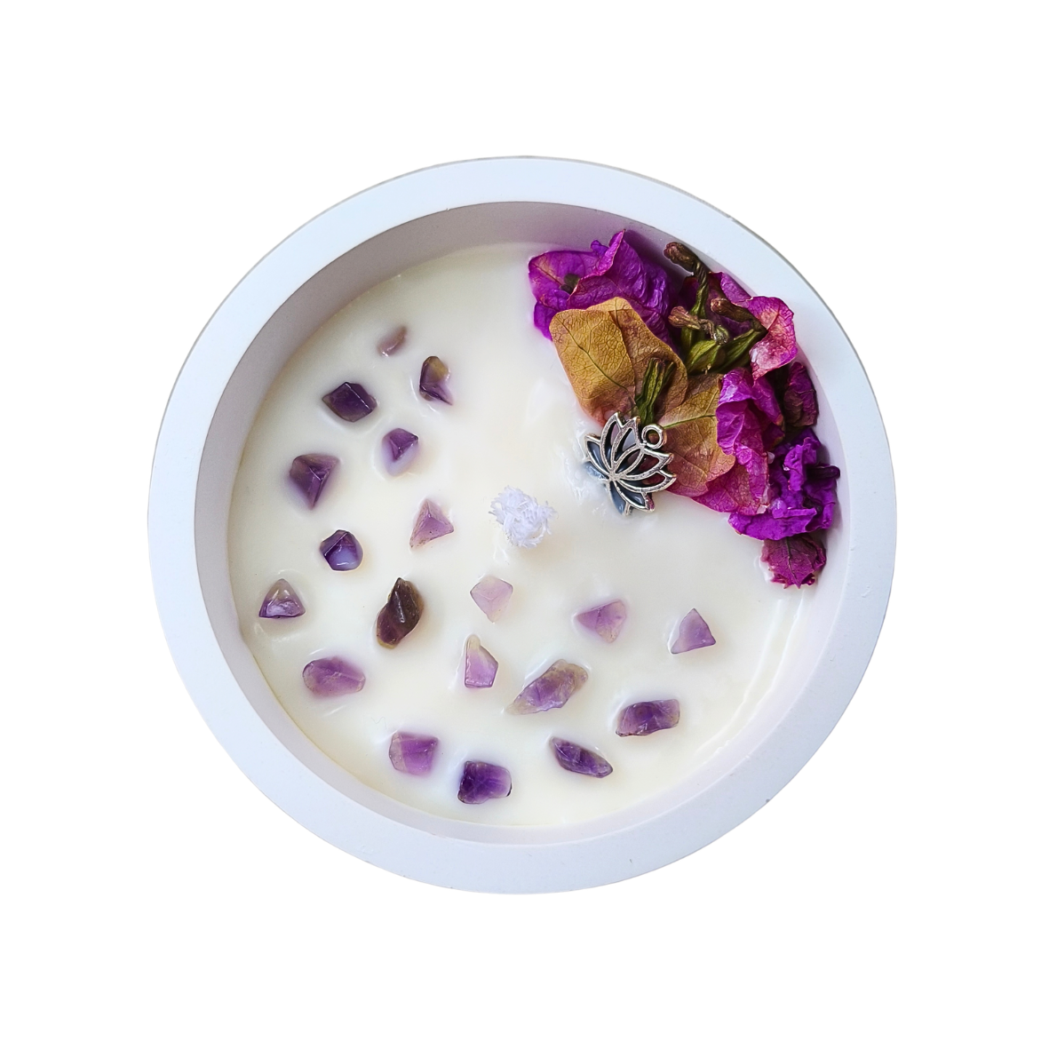 Vela Caixa Geométrica com Óleo Essencial de Lavanda e Ametista