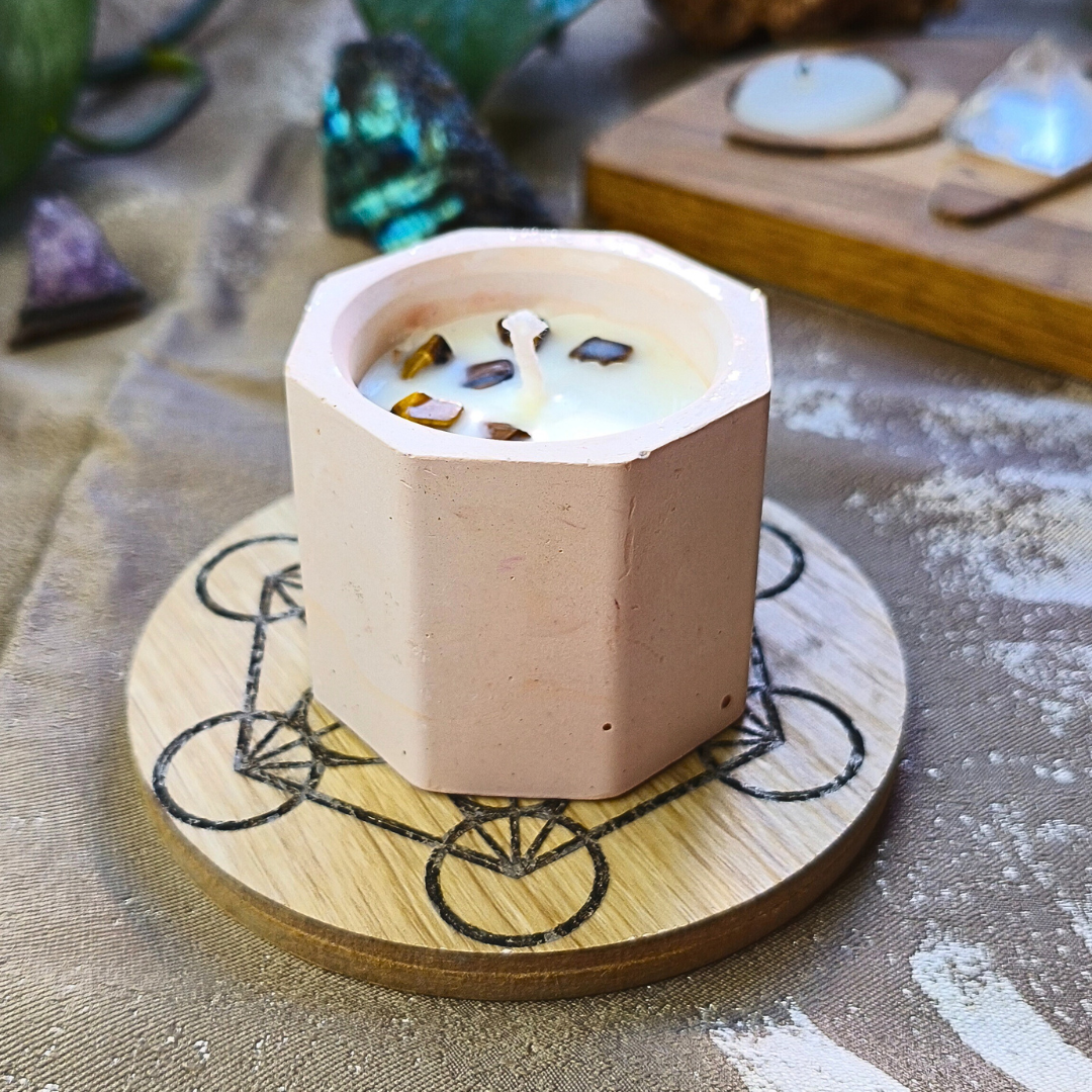 Vela Copo com Óleo Essencial de Limão e Olho de Tigre