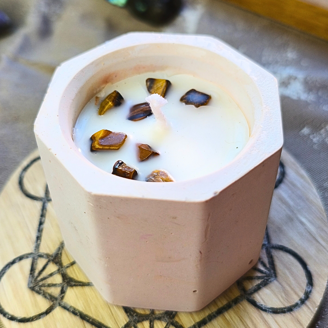 Vela Copo com Óleo Essencial de Limão e Olho de Tigre