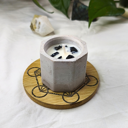 Vela Copo com Óleo Essencial de Alecrim e Turmalina Negra