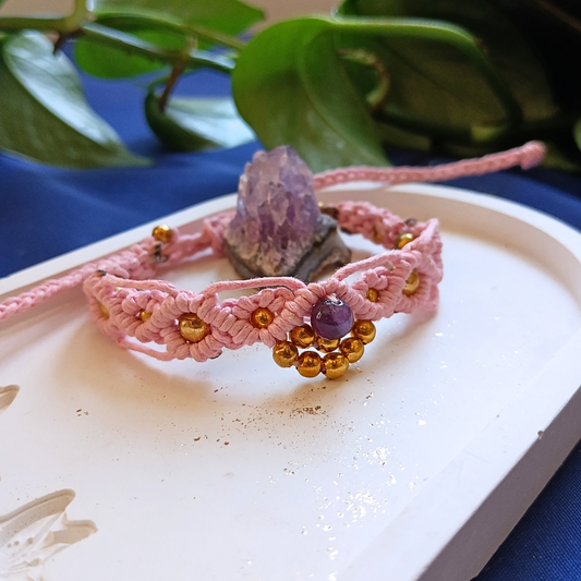 Pulseira Rosa com Ametista