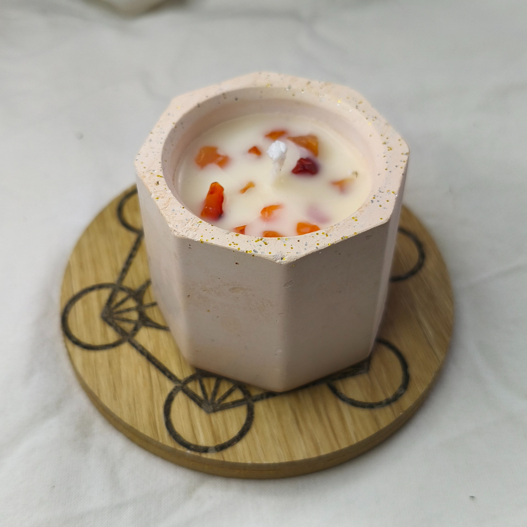 Vela Copo com Óleo Essencial de Laranja e Cornalina