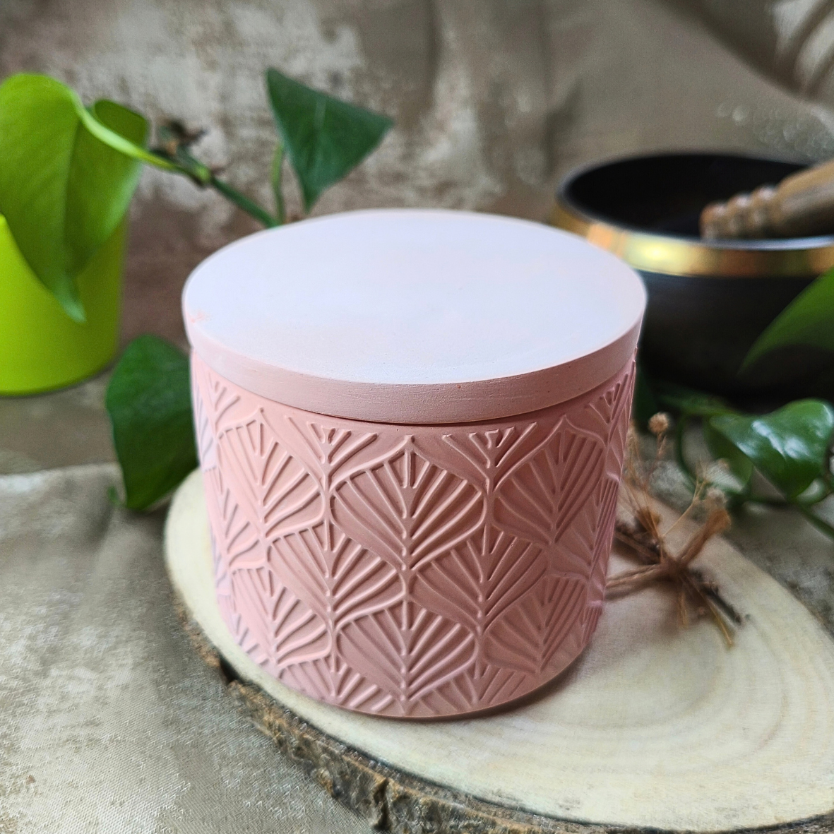 Vela Pote Grande com Óleo Essencial de Laranja e Cornalina